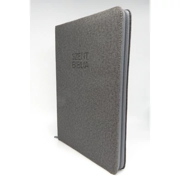 Nagy Biblia - Szürke Textil Mintás - Cipzárral - Regiszterrel