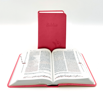 Középméretű, varrott, Ciklámen Károli Biblia 2.0