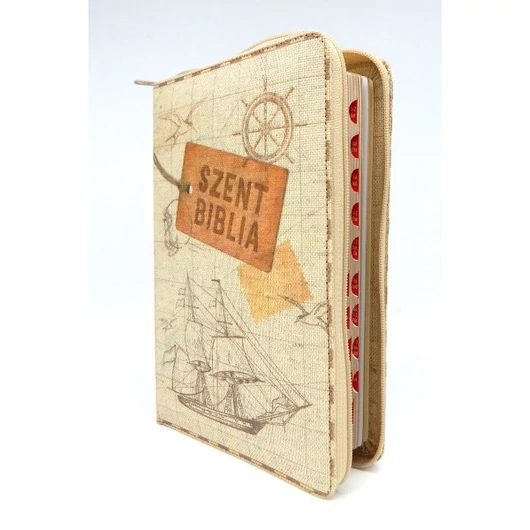 Közepes Biblia - Vintage Hajós - Cipzárral - Regiszterrel